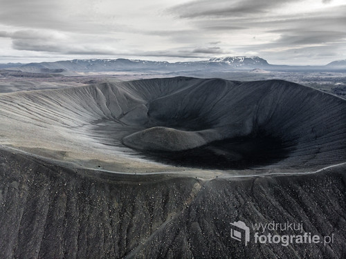 Hverfjall, krater, Islandia z drona