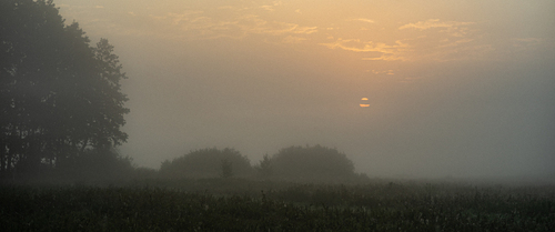 Widok wstającego słońca na Podlaskiej przygranicznej prowincji.