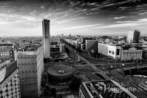 Warszawa. Widok z bloku przy ulicy Chmielnej, 19 piętro. Październik 2016