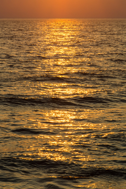 Złote słońce tańczące na czubkach fal sprawia, że falujące morze wygląda ja płynne złoto. Takie widoki tylko o poranku nad naszym polskim morzem!