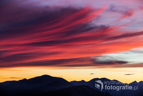 Jesień 2016-go roku - jeden z bardziej kolorowych zachodów słońca w Tatrach