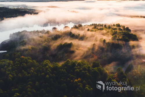 Zdjęcie przedstawia piękny, mglisty krajobraz Suwalszczyzny w wschodzie słońca. Spowity mgłą las tworzy niepowtarzalny klimat i będzie piękną ozdobą Twojego domu.

Zapraszam Cię do przglądania innych zdjęć w moim portfolio.