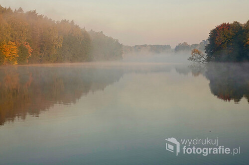Jezioro Żurskie w Borach Tucholskich w jesienne poranki wygląda szczególnie marzycielsko.