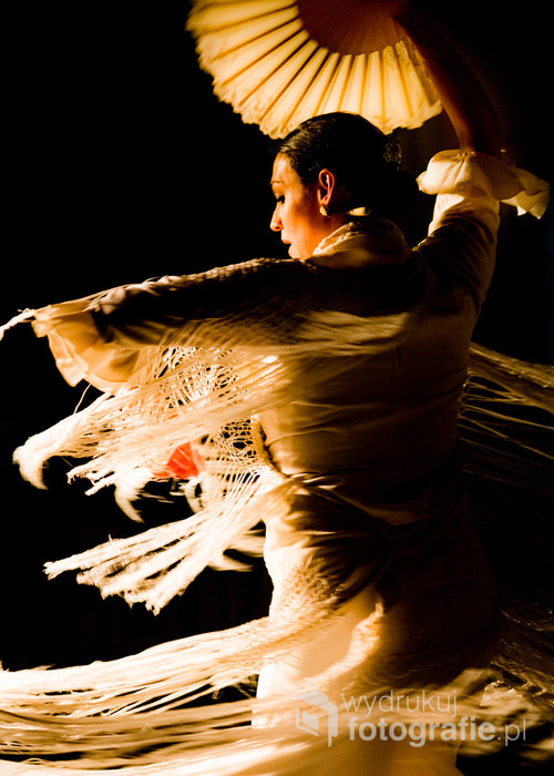 Zdjęcie przedstawia polską tancerkę i nauczycielkę flamenco, Martę Dębską (Marta Robles). Wykonane zostało podczas koncertu z cyklu 