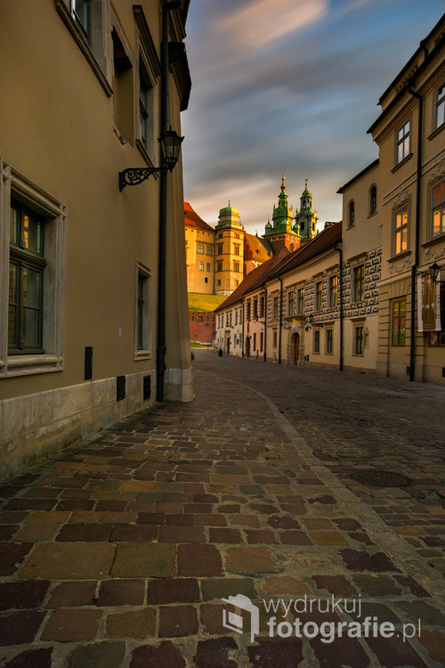 Widok na Wawel z ulicy Kakoniczej w Krakowie.