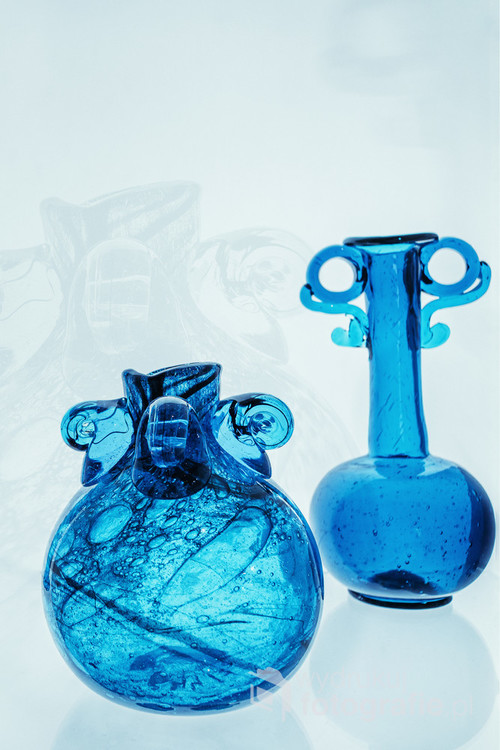 Artistic glass composition - vases. Fashionable designs of the Seventies.  Blown glass.
