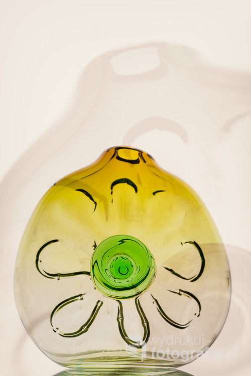 Artistic glass composition - round vase.  Fashionable designs of the Seventies.  Blown glass.