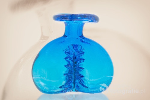 Artistic glass composition - blue vase.  Fashionable designs of the Seventies..  Blown glass.