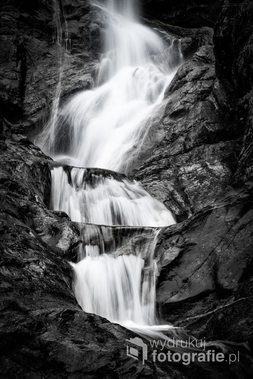 Waterfall in Austria b&w.