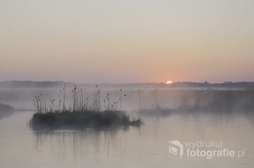 Wschód słońca nad rzeką Narew.