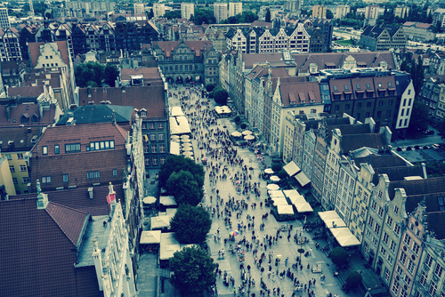 Gdańsk, widok na Długi Targ z wieży ratusza