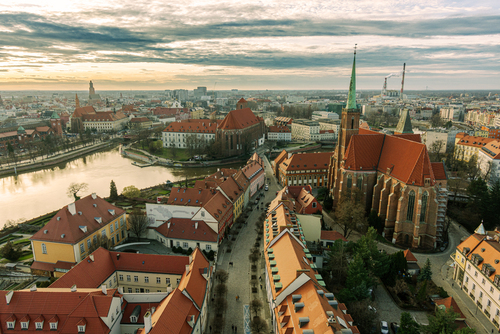 Wrocław - widok na Ostrów Tumski i dalszą część miasta