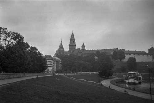 Fotografia przedstawia zamek Królewski na Wawelu w Krakowie. Zdjęcie zostało wykonane aparatem analogowym średnioformatowym AGFA CLACK. Dzięki niedoskonałością optyki tego aparatu zdjęcie otrzymało niepowtarzalny charakter typowy dla fotografii okresu międzywojennego. 